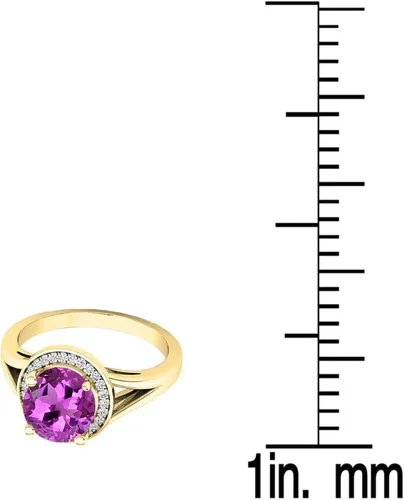 Miniatura 156 de Dazzlingrock Collection Anillo de compromiso redondo de 0.276 in con halo de diamante blanco y vástago dividido para ella en oro macizo de 14