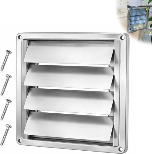 Miniatura 8 de Cubierta de ventilación exterior de 4 pulgadas con solapa con listones y protector de pájaros integrado, tapa de escape exterior resistente a
