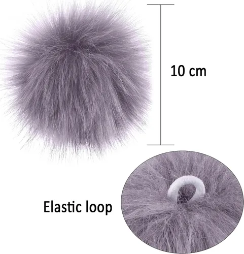 Miniatura 4 de SIQUK - 30 piezas de bolas de pompón de piel sintética esponjosas con lazo elástico para sombreros, gorras, zapatos, bufandas, guantes, bolsos