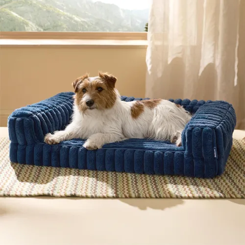 Bedsure - Cama ortopédica para perros medianos, camas impermeables de espuma viscoelástica medianas con lados, sofá de espuma de nido de abeja para