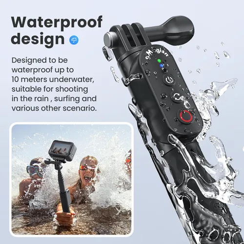Miniatura 3 de Control remoto Selfie Stick recargable impermeable 39.4 in estirable compatible con cámara de acción Insta360/Gopro y iOS Android Smartphone