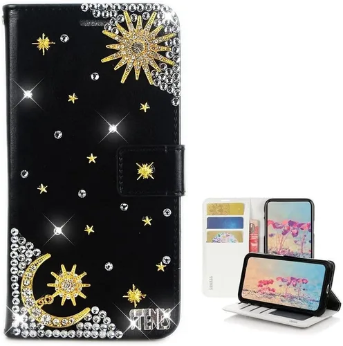 Miniatura 30 de Bling - Funda tipo cartera para teléfono compatible con Samsung Galaxy Z Fold 3 5G, elegante, hecha a mano en 3D con cristales y mariposas