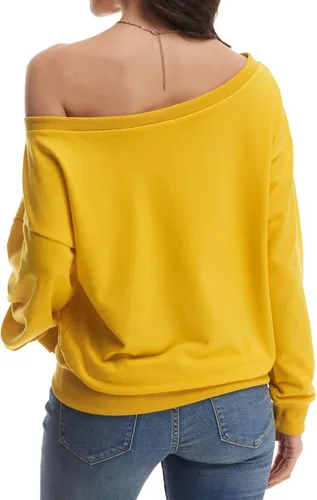Miniatura 6 de Yanekop - Sudadera holgada de hombros descubiertos con la palabra love estampada, sin botones, para mujer