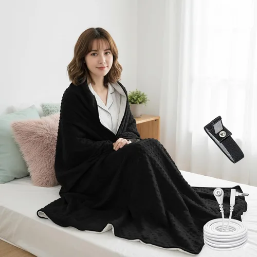 Manta Grounding para aliviar el dolor y dormir más profundo, sábana de cama Earth Connect con fibra de plata, manta esponjosa, regalos para mujeres