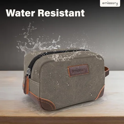 Miniatura 6 de emissary Neceser de viaje para hombre de cuero y lona, neceser de viaje para hombre, kit dopp de cuero y lona para hombres, bolsa de afeitar para 2