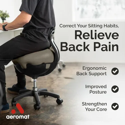 Miniatura 7 de Aeromat Elite - Silla de pelota de yoga para oficina y hogar, capacidad de 250 libras, silla de escritorio ergonómica con ruedas bloqueables, altura