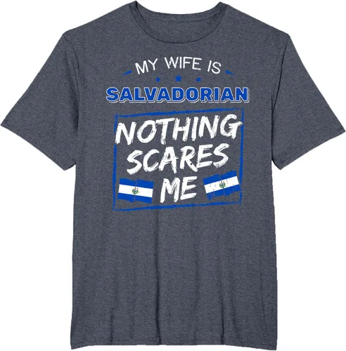 Miniatura 82 de Camiseta con la bandera de raíces salvadoreñas de El Salvador My Wife Is Salvadoran Roots, Negro