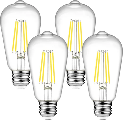 Miniatura 10 de Ascher – Bombillas LED regulables con diseño vintage, rosca Edison, 6 vatios equivalentes a 60 vatios, luz blanca fría brillante 4000K, CRI de 80+