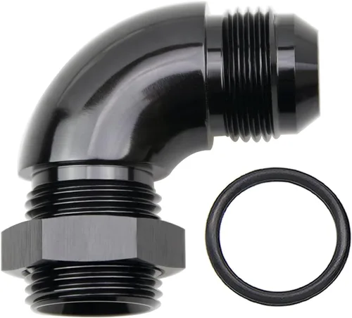 Miniatura 24 de 45 grados 4AN macho Flare a 4AN ORB puerto adaptador de flujo completo aluminio negro