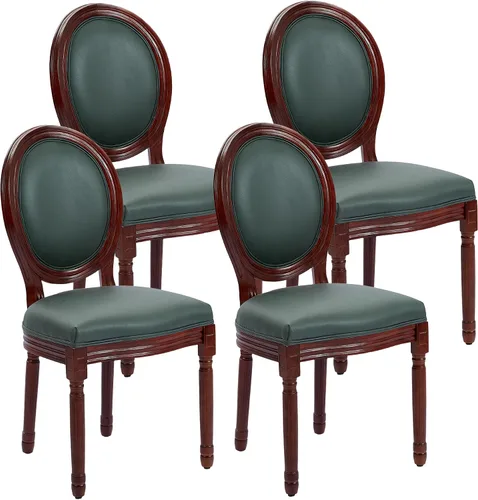 Miniatura 16 de Juego de 2 sillas de comedor francesas con respaldo redondo, sillas de comedor tapizadas de mediados de siglo con patas de madera maciza para Beige