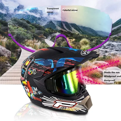 Miniatura 3 de Casco Bluetooth de cara completa para motocross, motocross, ATV, motocicleta, casco Bluetooth para hombres y mujeres, aprobado por el DOT, de cuatro