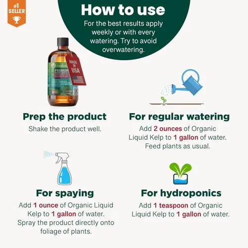 Miniatura 6 de GARDENERA Superalimento orgánico prémium de algas marinas y algas marinas para plantas AGLAONEMA, 8 onzas, concentrado de fertilizante líquido