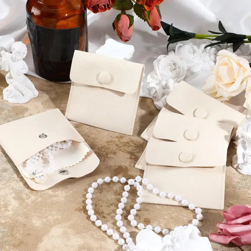Miniatura 6 de Paquete de 120 bolsas de microfibra para joyas con paño de limpieza de 3.2 x 3.2 pulgadas, bolsa de embalaje de joyas con bolsas de botón a presión