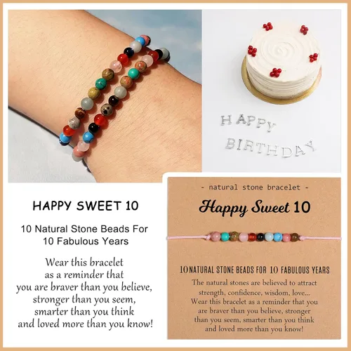 Miniatura 2 de Miss Pink Pulsera de cristal curativo natural, regalo para niñas y mujeres, pulseras de cuentas de cumpleaños de 7 a 50 años para hija, nieta