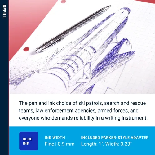 Miniatura 3 de Fisher Space Pen Recambio de cartucho presurizado de punta fina, tinta azul, 1 paquete