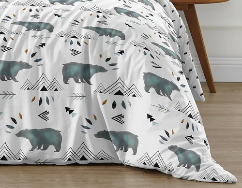 Miniatura 6 de Sweet Jojo Designs Juego de edredón individual de 2 piezas (montaña oso) para niños, ropa de cama para niños, ropa de cama en una bolsa con manta