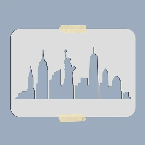 Miniatura 2 de MAYJOYDIY Plantilla de la ciudad de Nueva York de 11.7 x 8.3 pulgadas, plantillas de construcción de ciudad, estatua de la libertad, plantillas