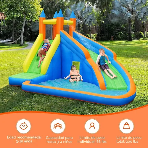 Miniatura 4 de Costzon - Tobogán acuático inflable, parque de toboganes gigantes inflables para niños, diversión al aire libre en el patio trasero, con soplador