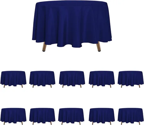 Miniatura 11 de LALAPORT Paquete de 10 manteles redondos de poliéster de 108 pulgadas color negro de alta calidad para bodas, fiestas, eventos, banquetes, bufés