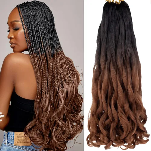 Miniatura 60 de Unionbeauty - Cabello rizado francés trenzado de 10 pulgadas, trenzas rizadas estilo Bob francés, cabello de ganchillo, 8 paquetes de trenzas