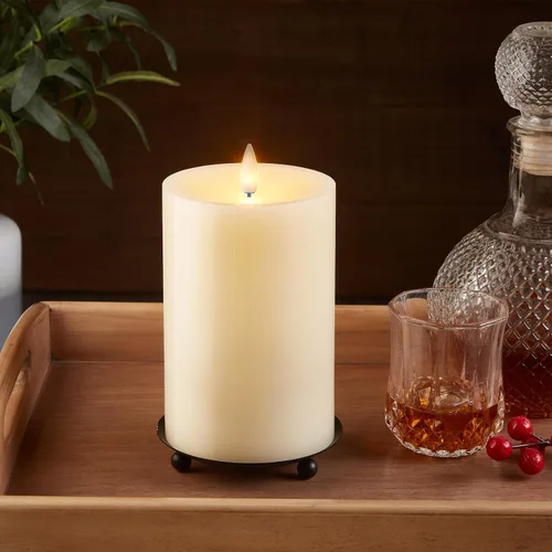 Miniatura 5 de Velas de pilar sin llama parpadeantes con temporizador remoto, velas LED que funcionan con pilas de hasta 400 horas, velas de cera real con llama