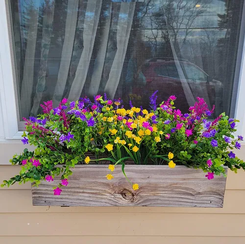 Miniatura 3 de 20 paquetes de flores artificiales para exteriores, resistentes a los rayos UV, no se decoloran, plantas verdes de plástico sintético para jardín