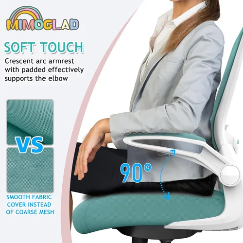 Miniatura 9 de Mimoglad Silla de oficina ergonómica de malla con respaldo alto, soporte lumbar ajustable, cojín de asiento grueso (moderno, azul Tiffany)
