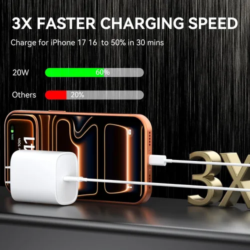 Miniatura 3 de Cargador para iPhone 17, 16, 15 Pro Max, cable largo USB C de carga rápida de 10 pies para Apple iPhone Block, con cargadores PD iPhone 17 de 20 W