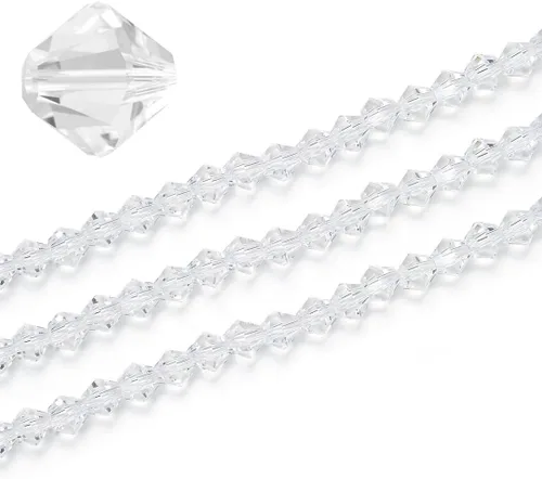 Miniatura 24 de 5 hebras checas de cristal bicono facetado de 0.236 in (0.24 pulgadas) cuentas sueltas espaciador a granel amatista púrpura (215-230 piezas)