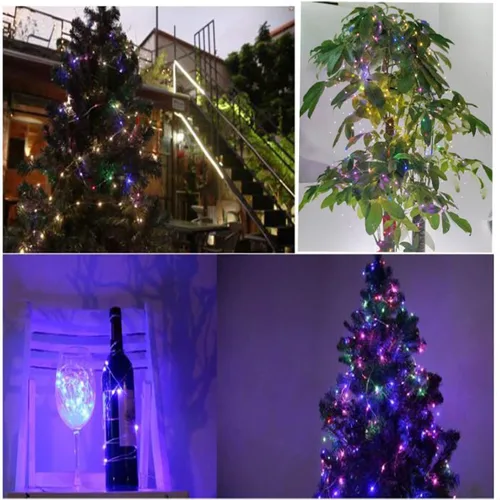 Miniatura 7 de Paquete de 2 tiras de luces de música activadas por sonido, 100 luces LED de alambre plateado de 33 pies con temporizador remoto para dormitorio