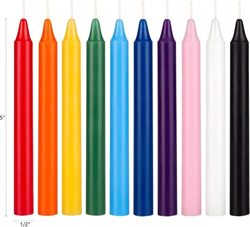 Miniatura 2 de Mega Candles 100 mini velas cónicas sin perfume de colores surtidos, 5 pulgadas de alto x 1/2 pulgada de diámetro, campanadas de fundición