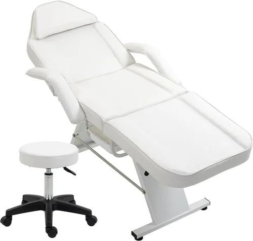 Miniatura 8 de Silla de tatuaje con taburete hidráulico, multiusos profesional de cuero de salón esteticista, mesas de masaje ajustables actualizadas para camas