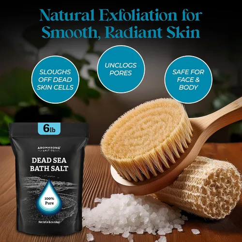 Miniatura 6 de Aromasong Baño de sal del mar muerto remojo 6 libras. Paquete a granel – Sales del Mar Muerto 100% naturales para remojar, relajar y desintoxicar