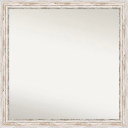 Miniatura 522 de Amanti Art Espejo de baño blanco para sobre el fregadero, 30 x 35 pulgadas, espejo de tocador rectangular estrecho de Eva de oro blanco, marco