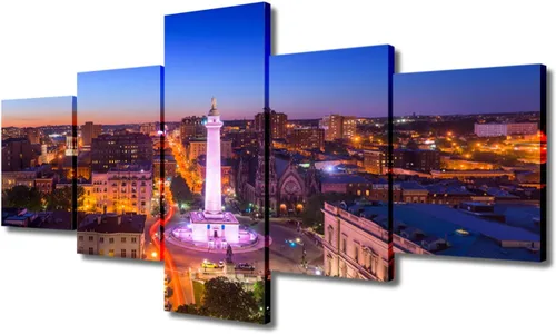 Miniatura 27 de TUMOVO Fotos en lienzo de Estados Unidos, Cincinnati, Ohio, Skyline at Dusk para tu sala de estar, impresiones de paisaje urbano de rascacielos