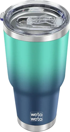 Miniatura 25 de WETOWETO - Vaso de 30oz, taza de viaje con aislamiento al vacío de acero inoxidable, taza de café y agua con recubrimiento en polvo de doble pared