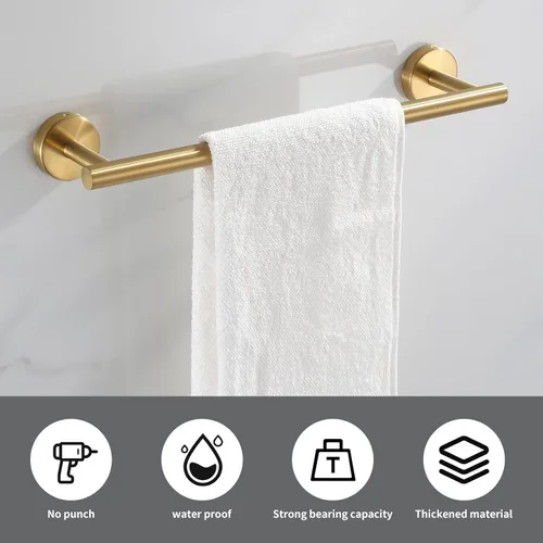 Miniatura 5 de Juego de accesorios de baño en oro cepillado, juego de 10 barras de toallas que incluye 2 barras de toallas de 16 pulgadas, soportes de papel