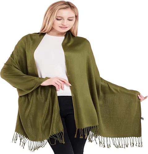 Miniatura 2 de CJ Apparel Solid Color Tassels Design Nepalese Shawl Seconds Scarf Wrap Stole Throw Head Wrap Pashmina Hand Made in Nepal New