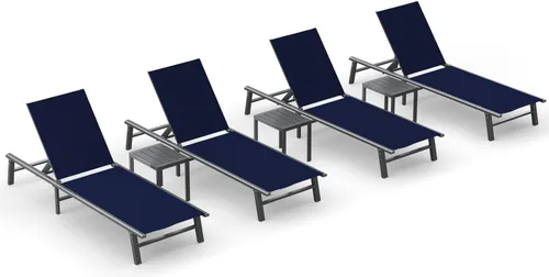Miniatura 55 de Tumbona de Aluminio para Exteriores - Silla de Descanso Plegable y de Montaje Libre para Exteriores con 5 Respaldos Ajustables, Silla de Patio
