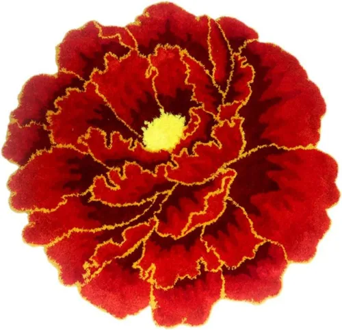 Miniatura 8 de Alfombra de área con forma floral de peonía azul, alfombra de arte moderno para dormitorio, cocina, baño, alfombra de baño suave, antideslizante