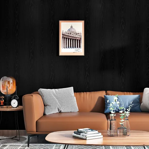 Miniatura 6 de Wallercity Papel de contacto de grano de madera negro texturizado para cocina, papel de contacto de madera autoadhesivo para armarios, impermeable