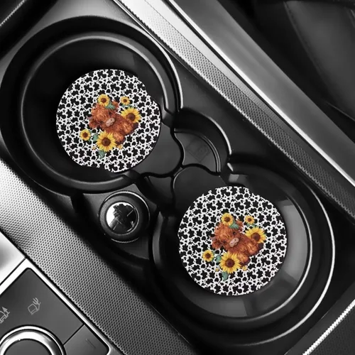 Miniatura 41 de AFPANQZ 250 Years Print Car Coasters for Cup Holders Absorbent Car Accessories 2.8" Car Cup Holder for Women 2 Pack