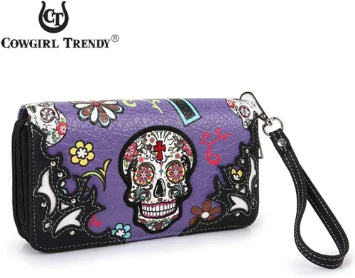 Miniatura 2 de Sugar Skull - Cartera de mano con cruz occidental para el Día de los Muertos