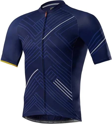 Miniatura 6 de Santic Camiseta de ciclismo para hombre, manga corta, camisas de ciclismo de montaña, chaqueta de bicicleta con bolsillos