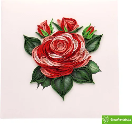 Miniatura 3 de GREENHANDSHAKE Una sinfonía de rosas, tarjeta de felicitación artística quilling para cumpleaños, día de San Valentín, día de la madre, aniversario