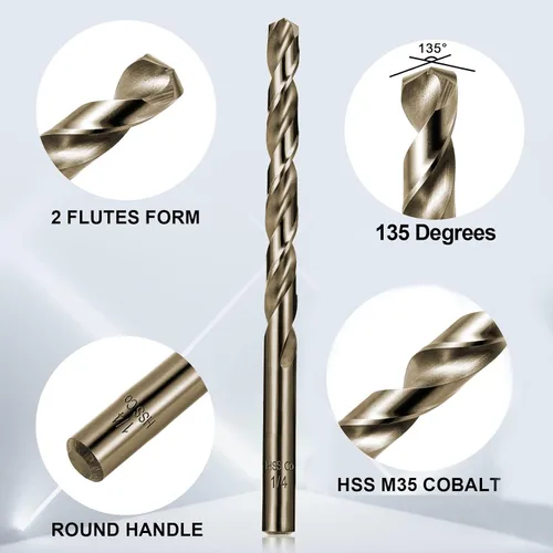 Miniatura 5 de Juego de brocas de cobalto para metal endurecido y acero inoxidable, 122 piezas M35 de acero de alta velocidad con torsión Jobber, brocas de metal