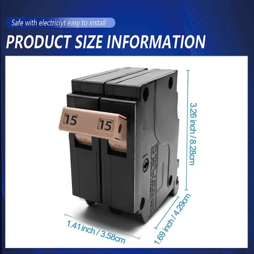 Miniatura 4 de Disyuntor 215 de 2 polos y 15 amperios, disyuntor de caja moldeada enchufable tipo 3/4 pulgadas, protección magnética térmica, 10 KAIC, 120/240V
