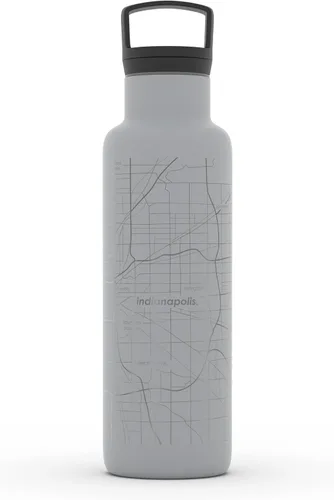 Miniatura 42 de Well Told Botella de agua aislada con mapa de Washington DC grabado, botella de acero inoxidable grabada (21 onzas, blanco) botella aislada de mapa