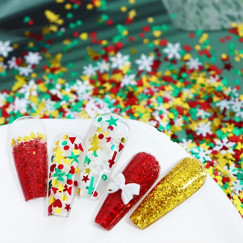 Miniatura 7 de 12 rejillas para arte de uñas de Navidad, lentejuelas holográficas 3D, copos de nieve láser, estrella, mariposa, invierno, vacaciones, purpurina