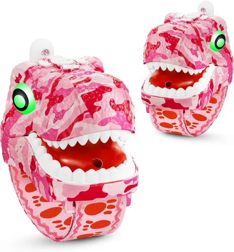 Miniatura 10 de Walkie Talkies de dinosaurio para niños, paquete de 2, equipo de camping, juguetes al aire libre T-Rex para niños de 3 a 12 años de edad, 3 canales